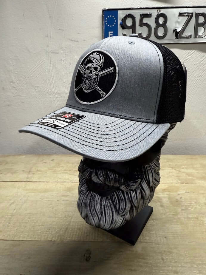 Baseball or Softball Bearded Skull Trucker Hat Side 2