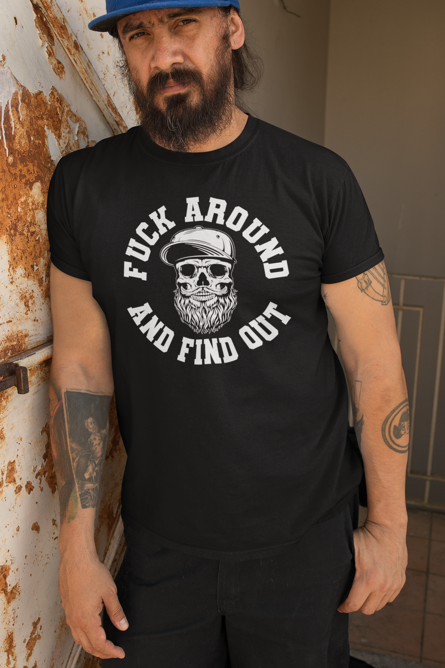 Fuck Around And Find Out Bearded Skull T Shirt
