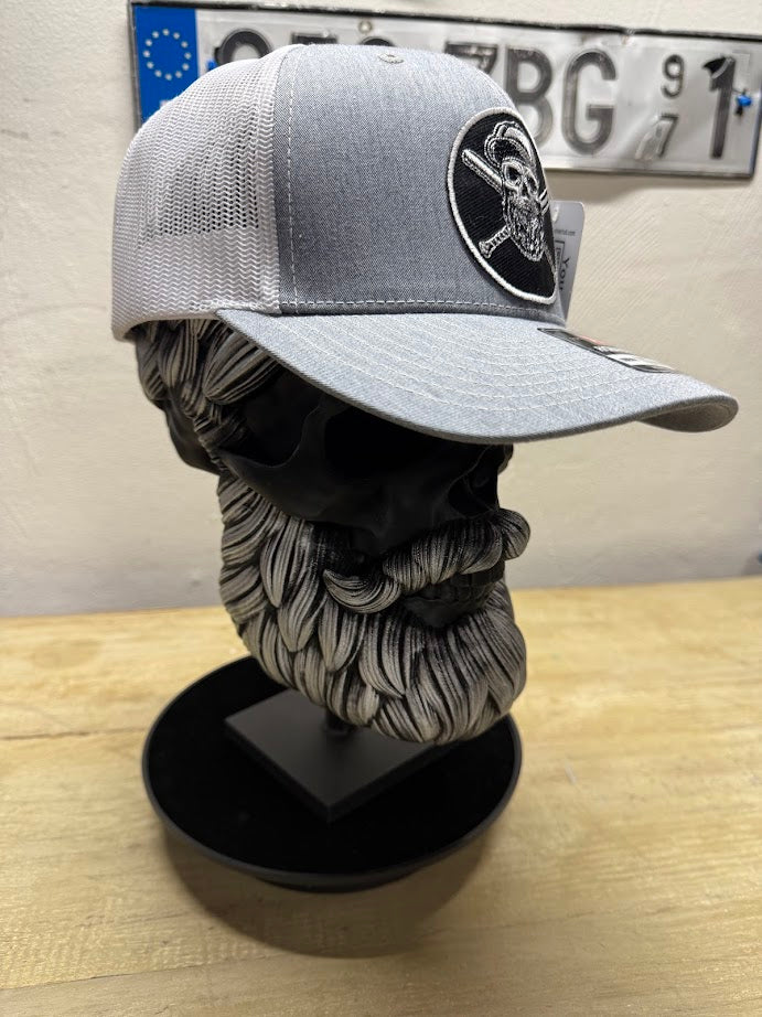 Baseball or Softball Bearded Skull Trucker Hat For Beard Guys